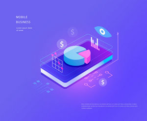网络科技商务大数据2.5D立体UI插画